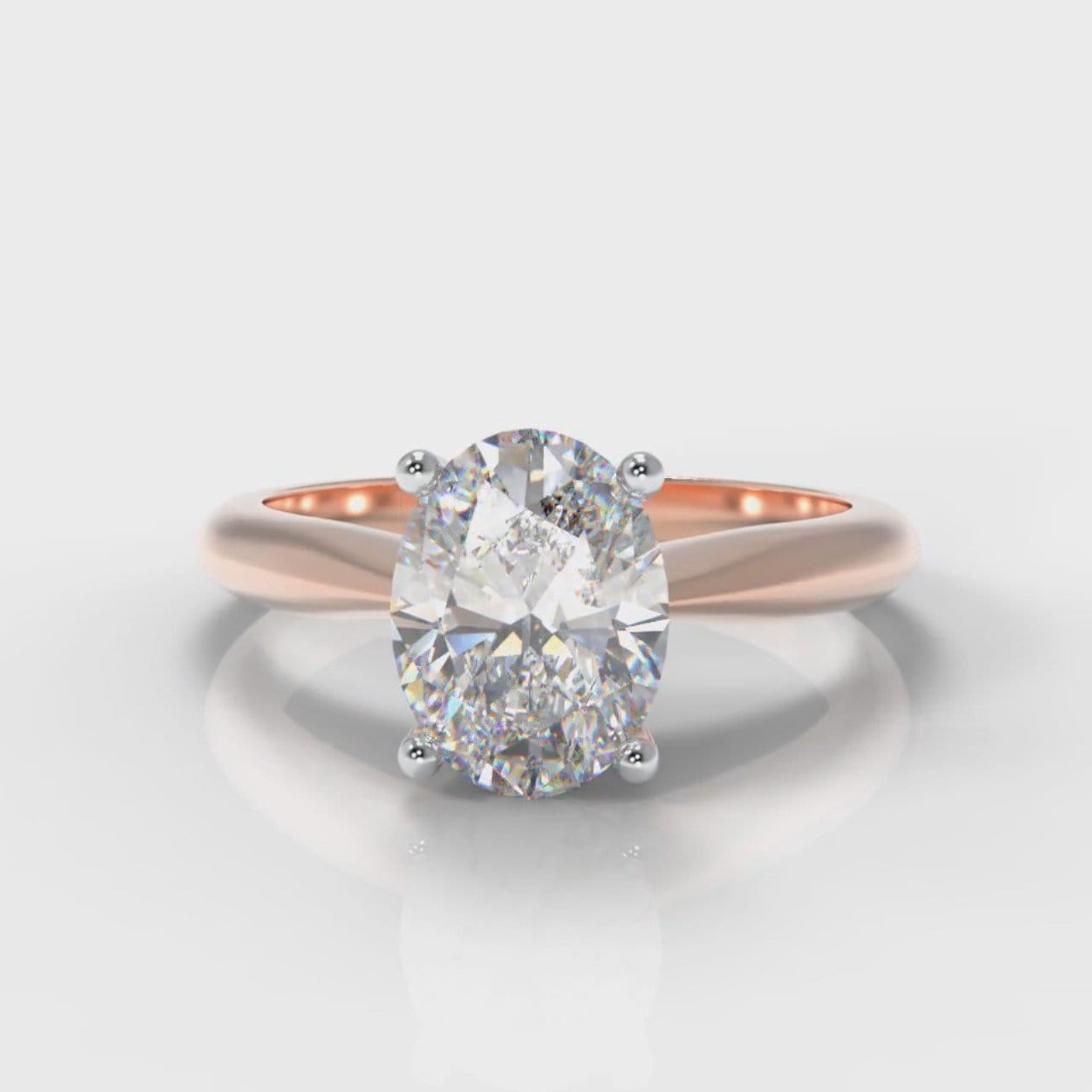 Carrée Solitaire Oval Diamond Engagement Ring - Rose Gold