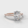 Petite Micropavé Oval Diamond Engagement Ring - Rose Gold