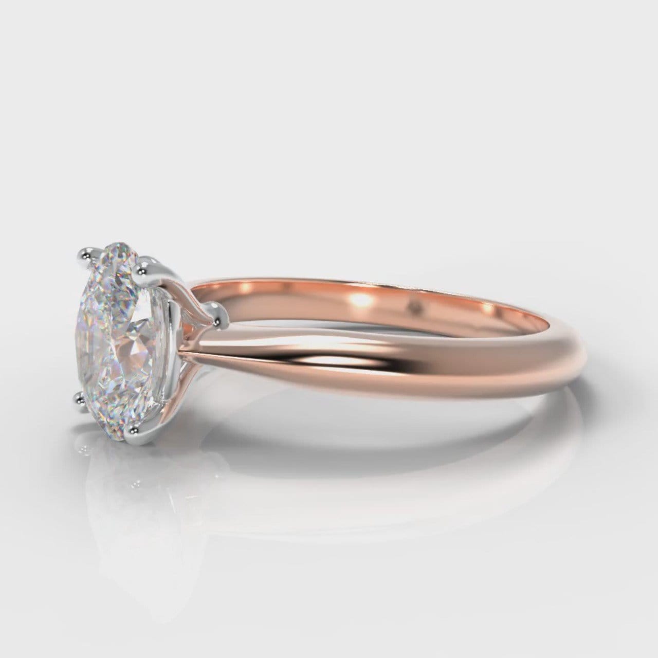 Carrée Solitaire Oval Diamond Engagement Ring - Rose Gold