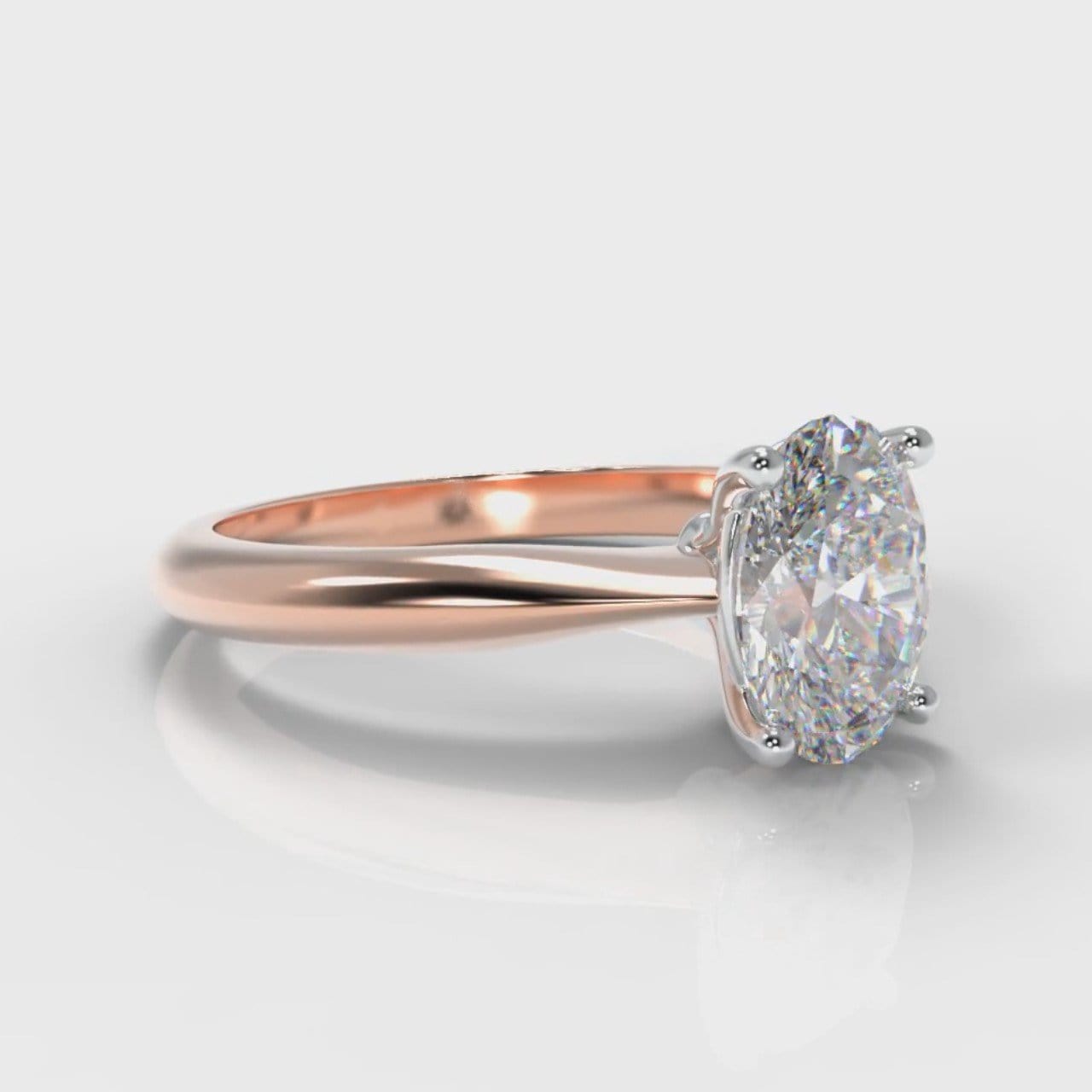 Carrée Solitaire Oval Diamond Engagement Ring - Rose Gold