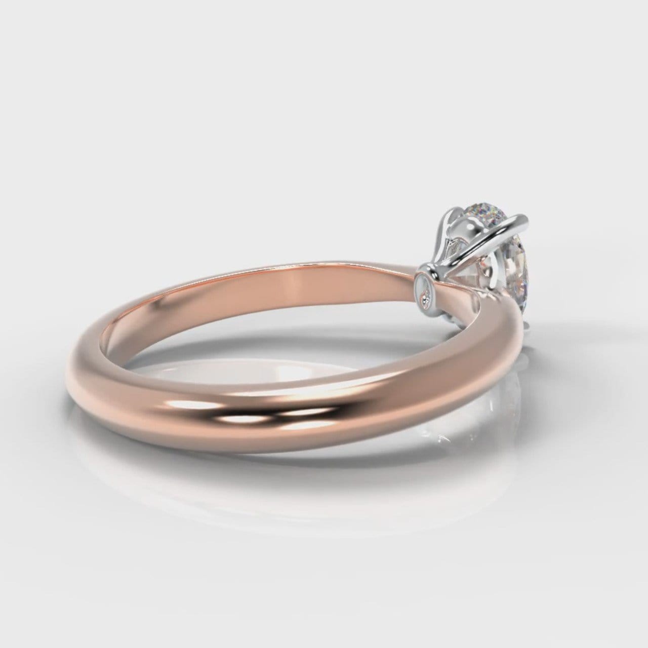 Carrée Solitaire Oval Diamond Engagement Ring - Rose Gold