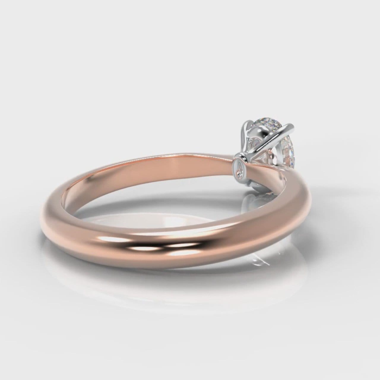 Carrée Solitaire Oval Diamond Engagement Ring - Rose Gold