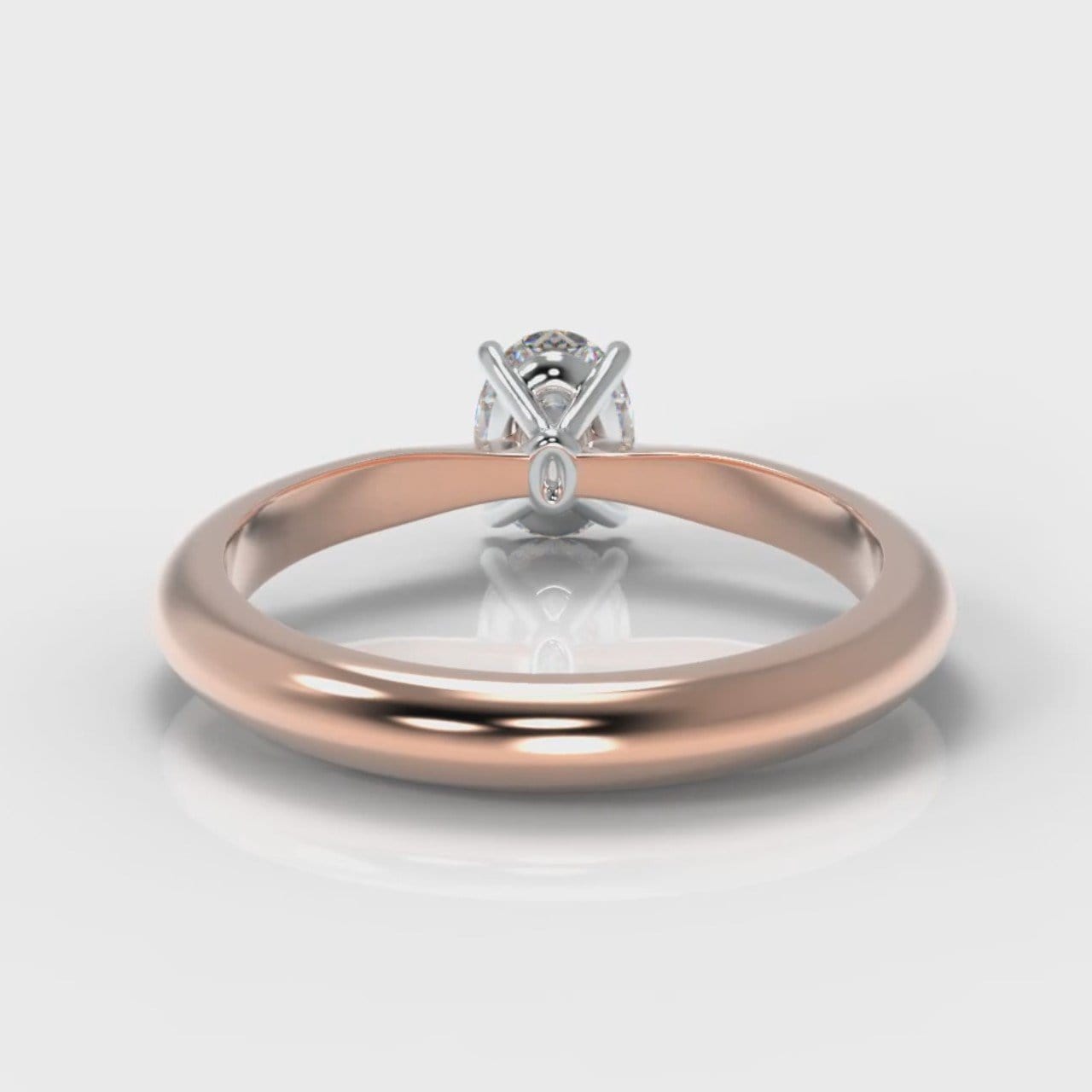 Carrée Solitaire Oval Diamond Engagement Ring - Rose Gold