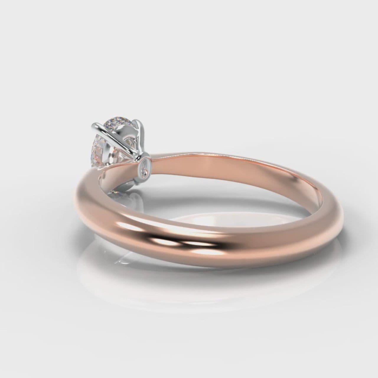 Carrée Solitaire Oval Diamond Engagement Ring - Rose Gold