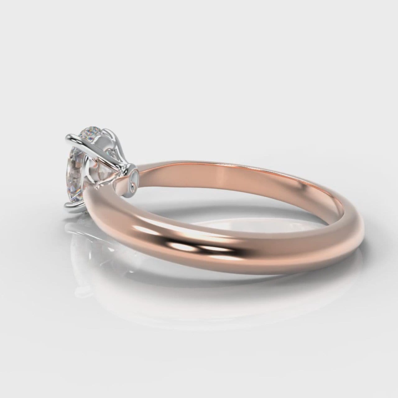 Carrée Solitaire Oval Diamond Engagement Ring - Rose Gold