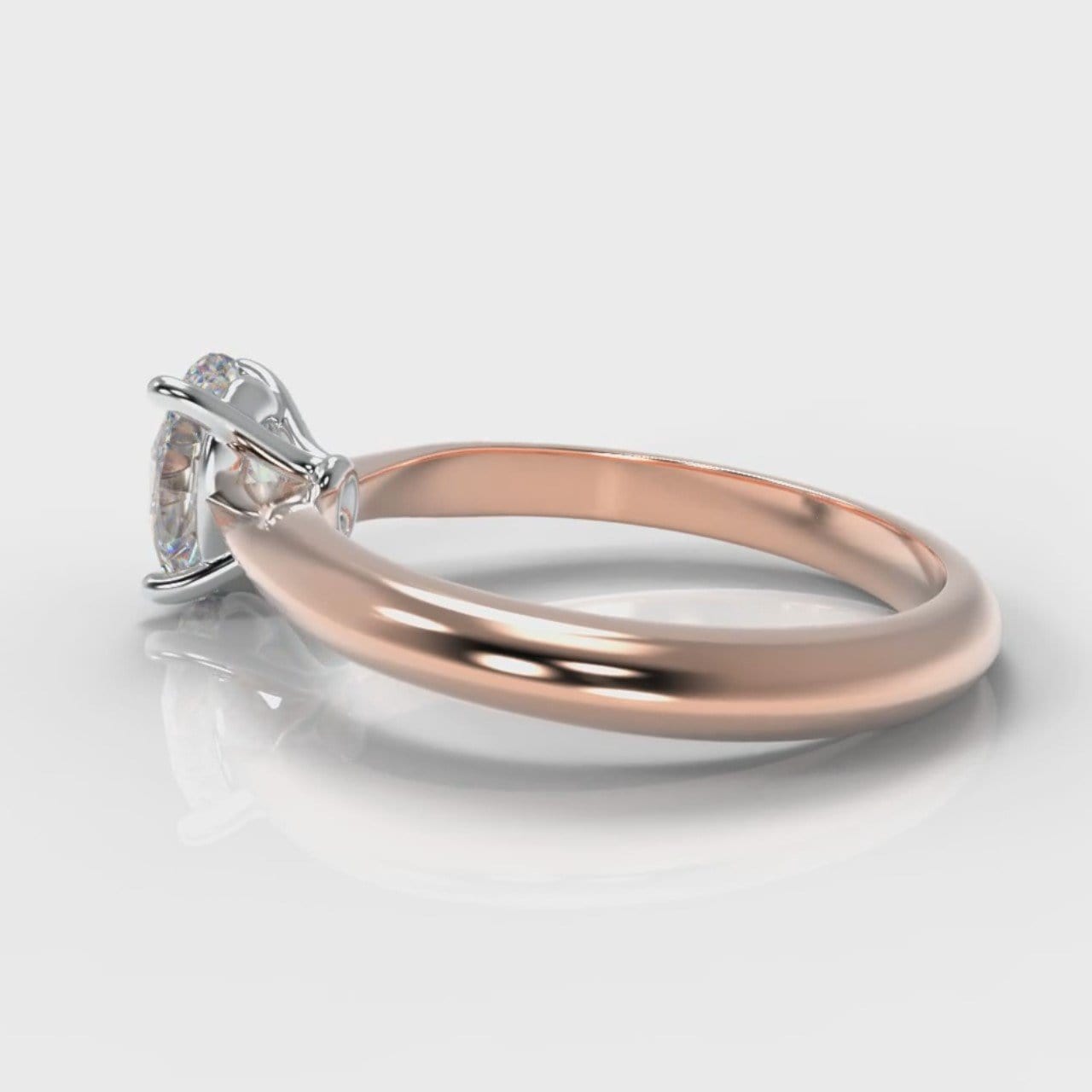 Carrée Solitaire Oval Diamond Engagement Ring - Rose Gold