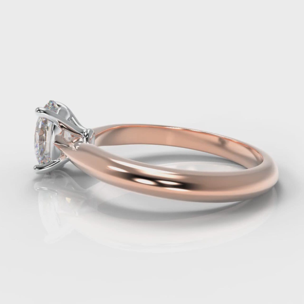 Carrée Solitaire Oval Diamond Engagement Ring - Rose Gold