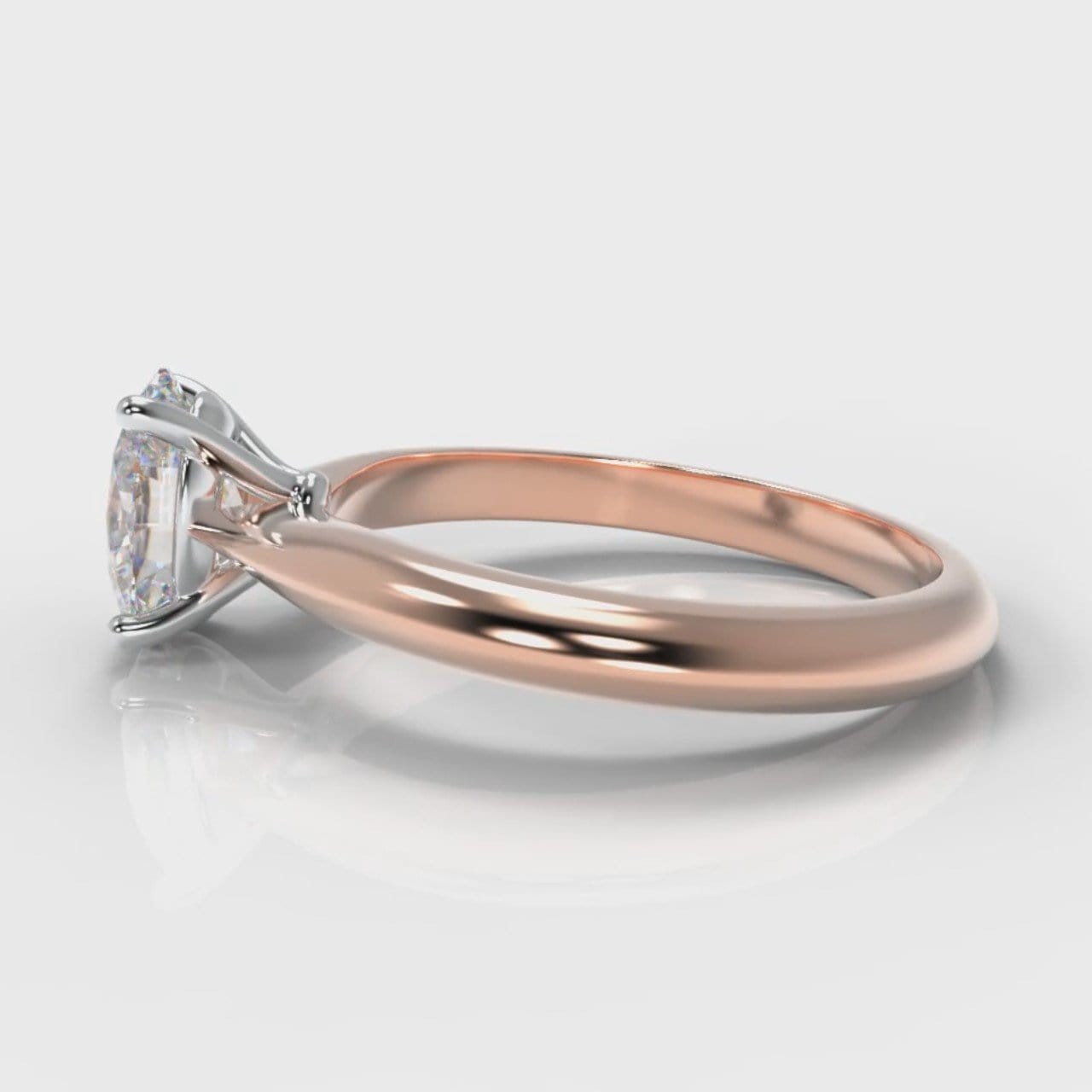 Carrée Solitaire Oval Diamond Engagement Ring - Rose Gold