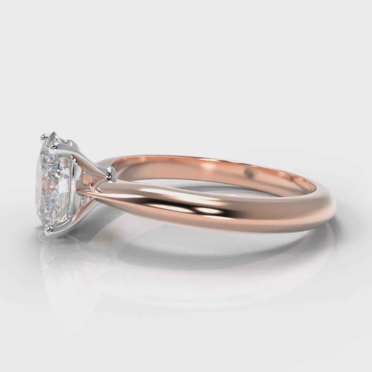 Carrée Solitaire Oval Diamond Engagement Ring - Rose Gold