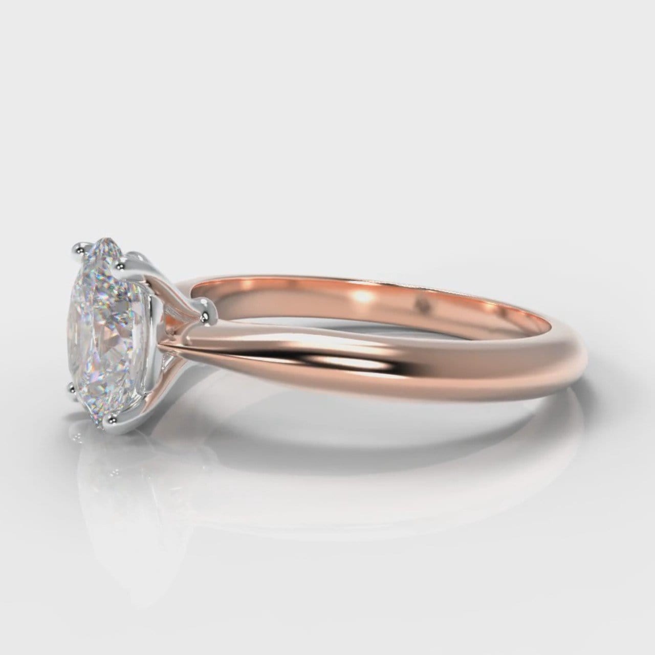 Carrée Solitaire Oval Diamond Engagement Ring - Rose Gold