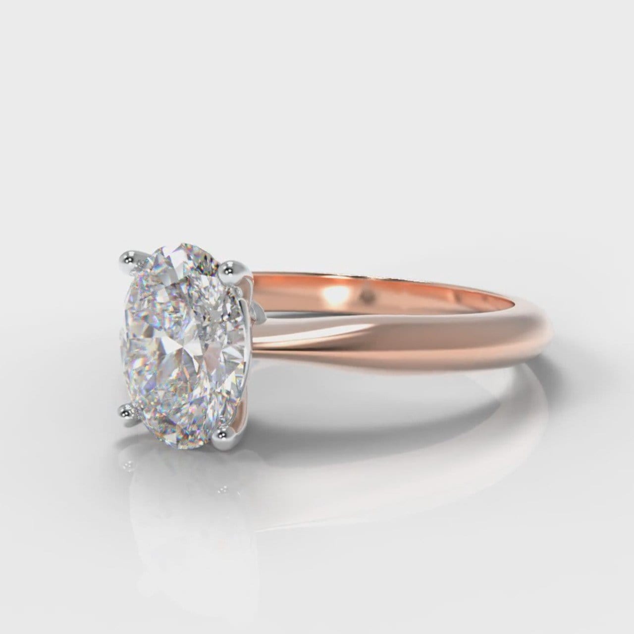 Carrée Solitaire Oval Diamond Engagement Ring - Rose Gold
