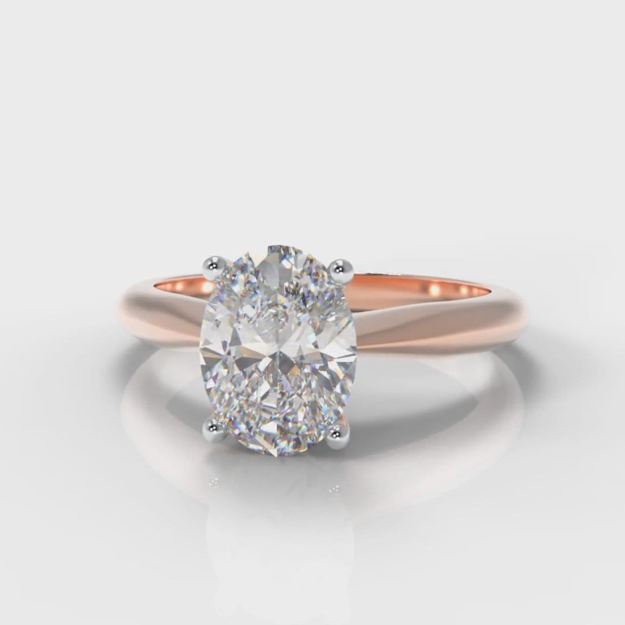 Carrée Solitaire Oval Diamond Engagement Ring - Rose Gold