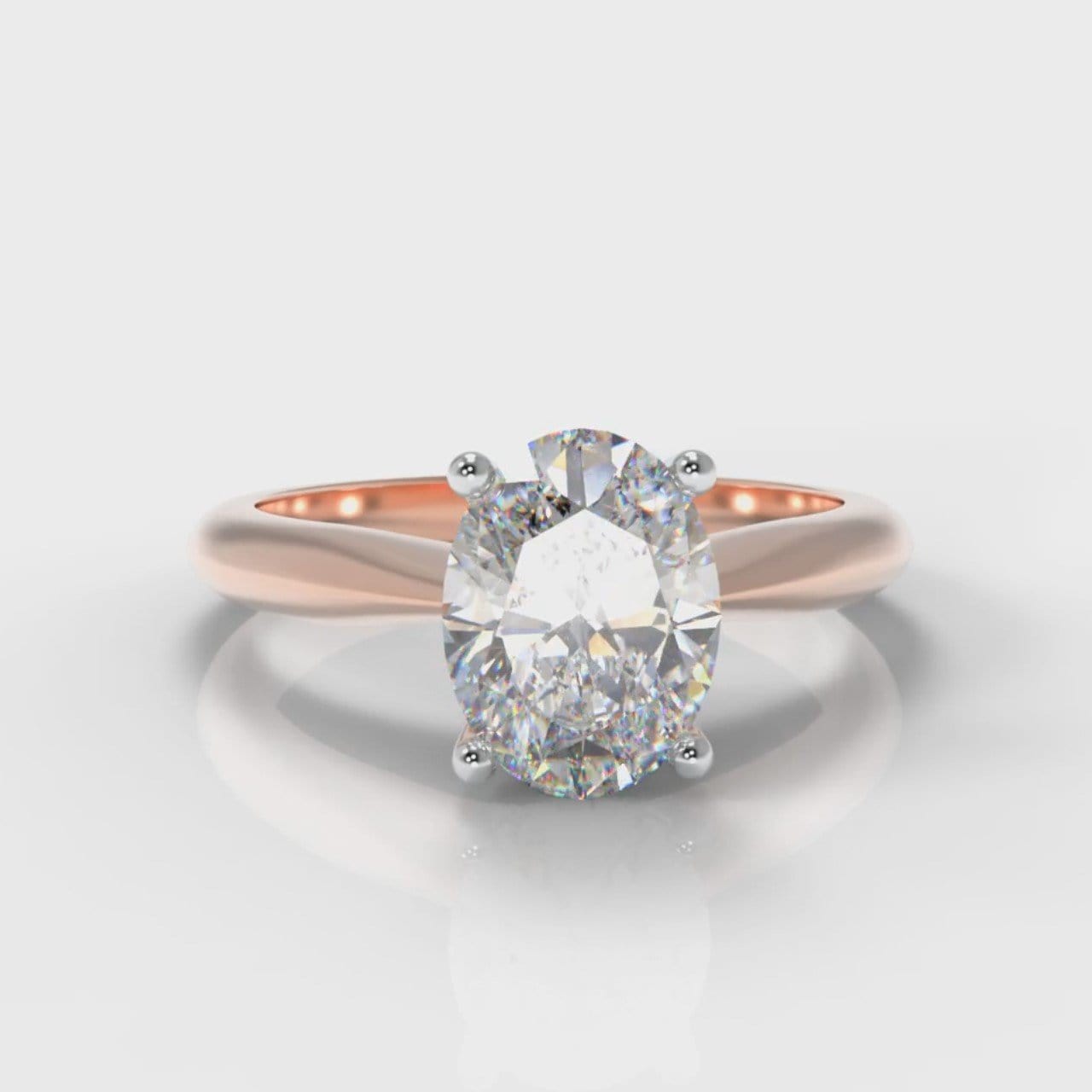 Carrée Solitaire Oval Diamond Engagement Ring - Rose Gold