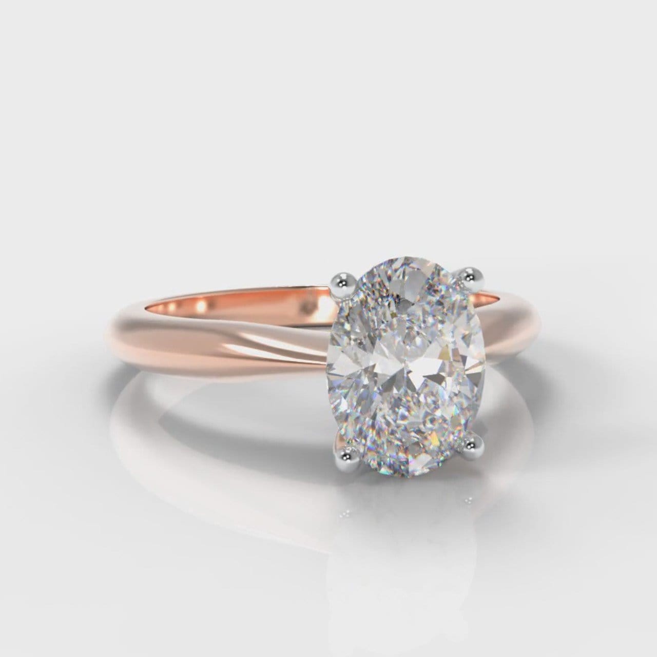 Carrée Solitaire Oval Diamond Engagement Ring - Rose Gold