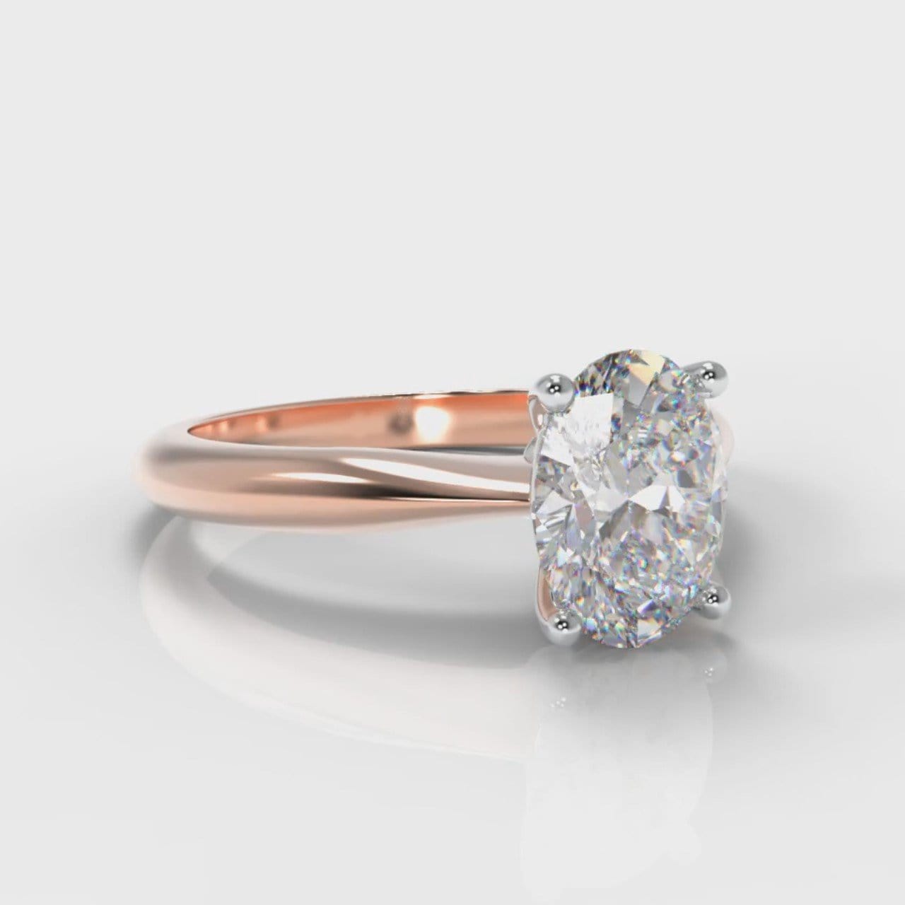 Carrée Solitaire Oval Diamond Engagement Ring - Rose Gold