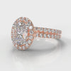 Petite Micropavé Oval Diamond Halo Bridal Set - Rose Gold