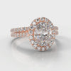 Petite Micropavé Oval Diamond Halo Bridal Set - Rose Gold