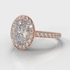 Pavé Oval Diamond Halo Engagement Ring - Rose Gold