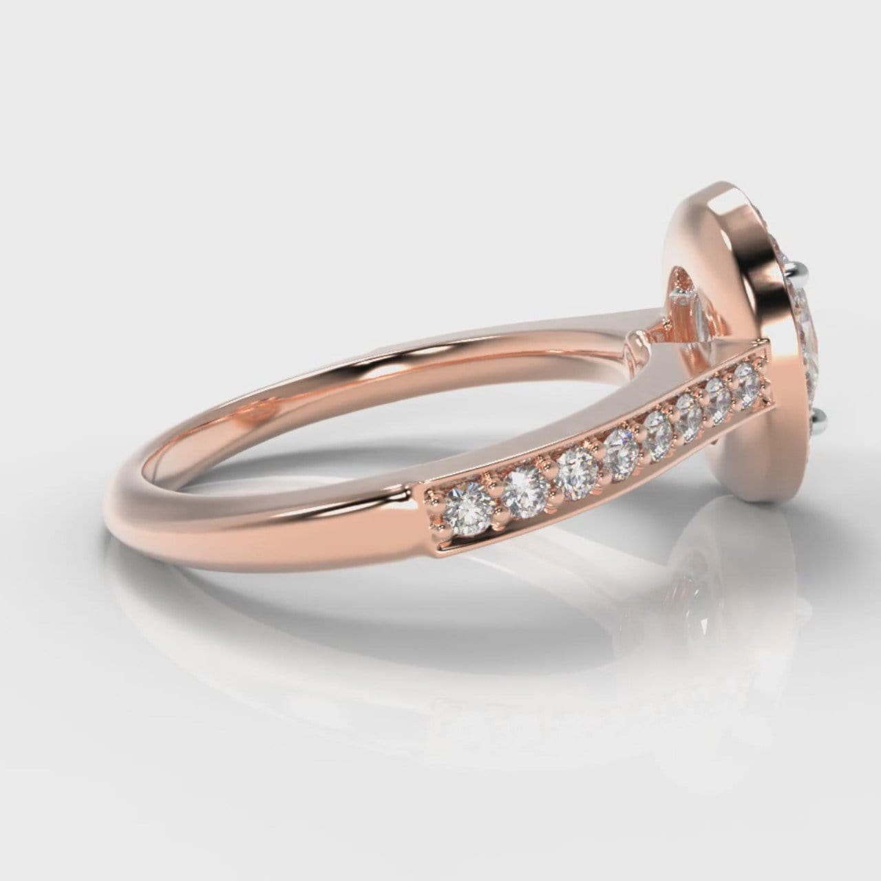 Pavé Oval Diamond Halo Engagement Ring - Rose Gold