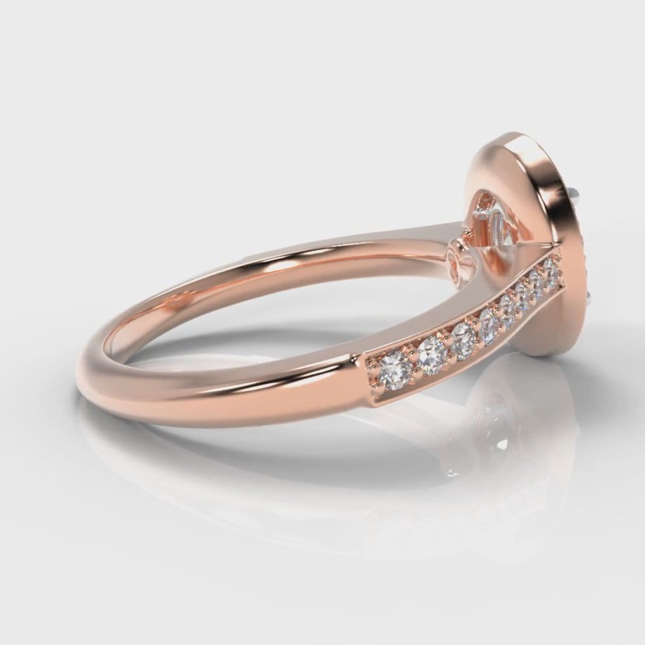 Pavé Oval Diamond Halo Engagement Ring - Rose Gold
