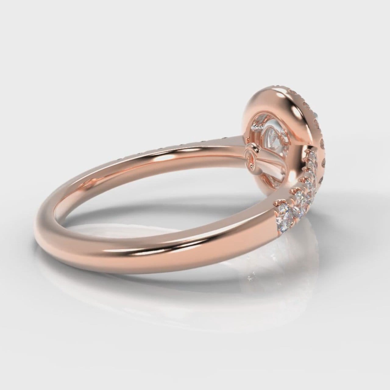 Micropavé Oval Diamond Halo Engagement Ring - Rose Gold