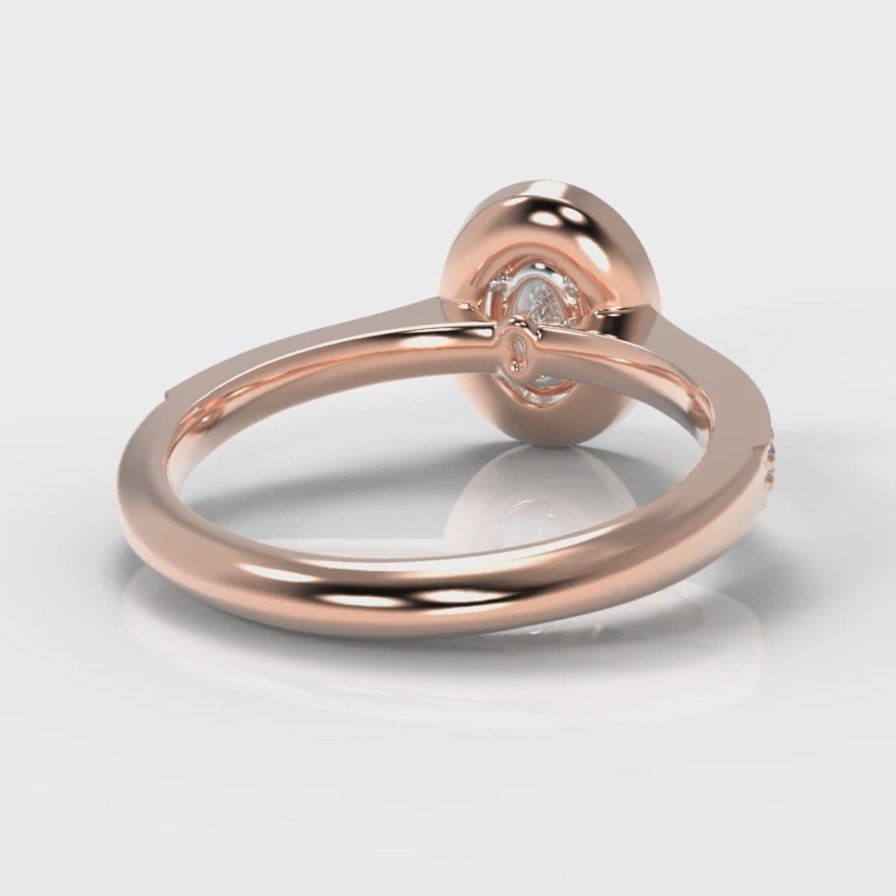 Pavé Oval Diamond Halo Engagement Ring - Rose Gold