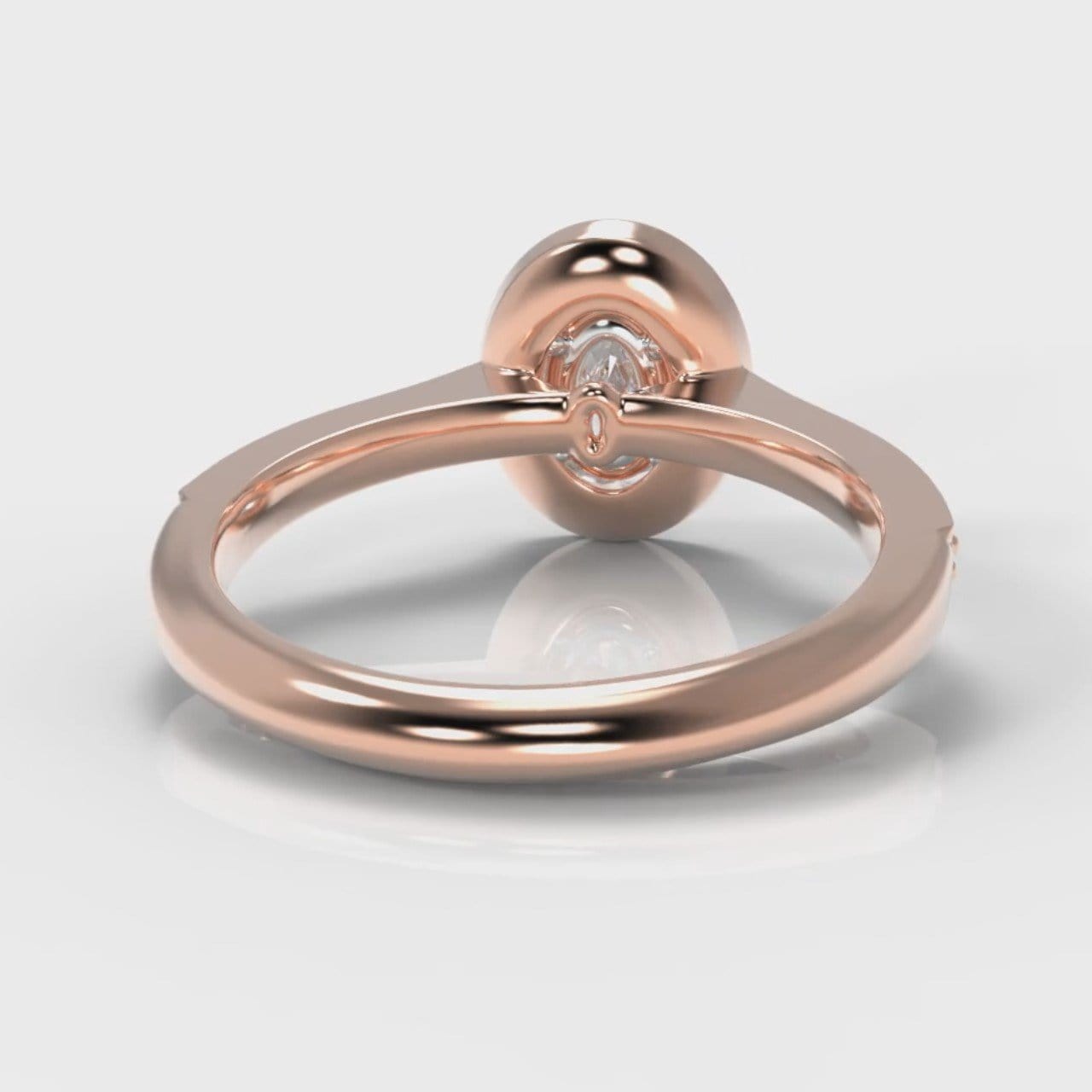 Pavé Oval Diamond Halo Engagement Ring - Rose Gold