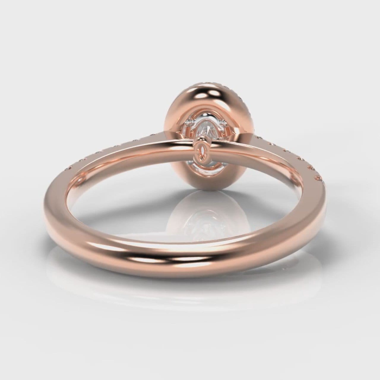 Micropavé Oval Diamond Halo Engagement Ring - Rose Gold
