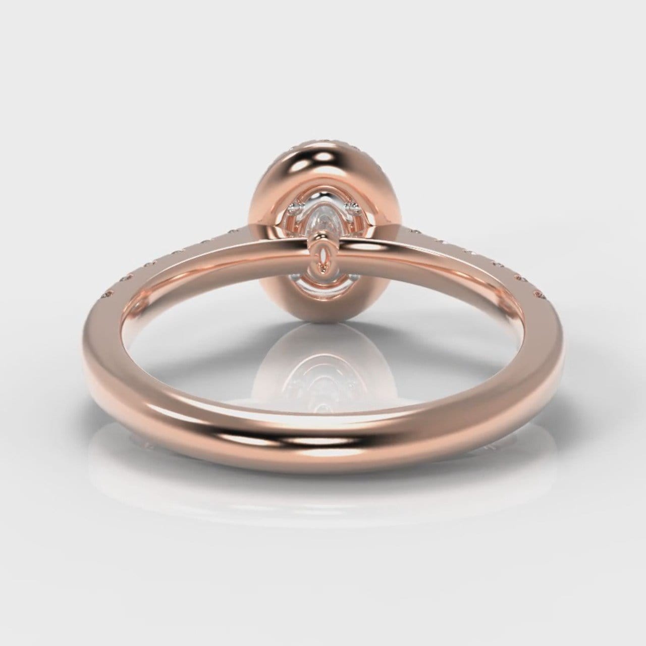 Micropavé Oval Diamond Halo Engagement Ring - Rose Gold