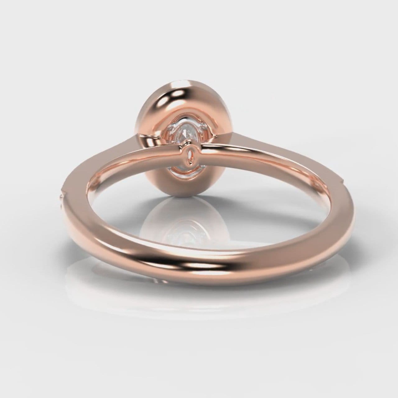 Pavé Oval Diamond Halo Engagement Ring - Rose Gold