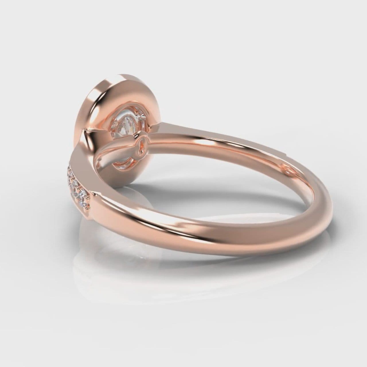 Pavé Oval Diamond Halo Engagement Ring - Rose Gold