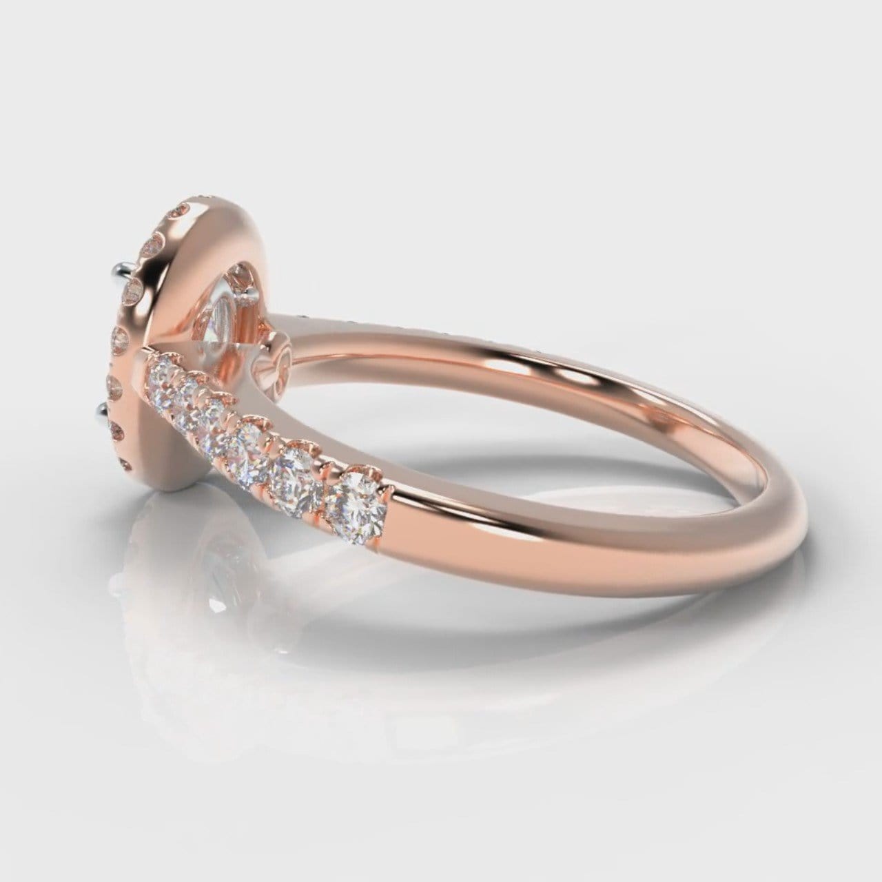 Micropavé Oval Diamond Halo Engagement Ring - Rose Gold