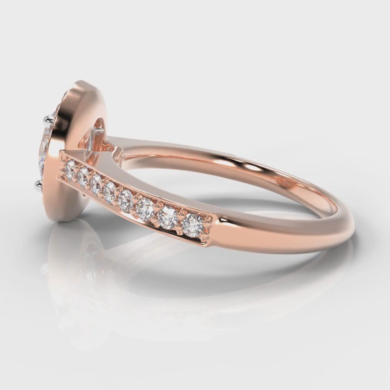 Pavé Oval Diamond Halo Engagement Ring - Rose Gold
