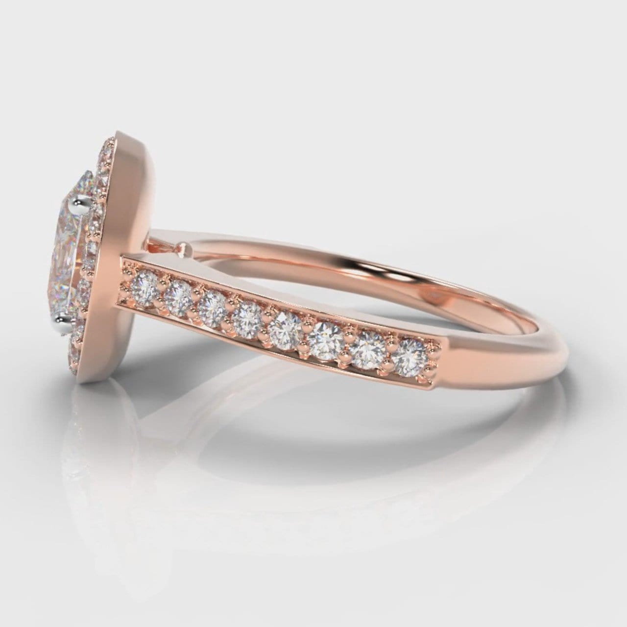 Pavé Oval Diamond Halo Engagement Ring - Rose Gold