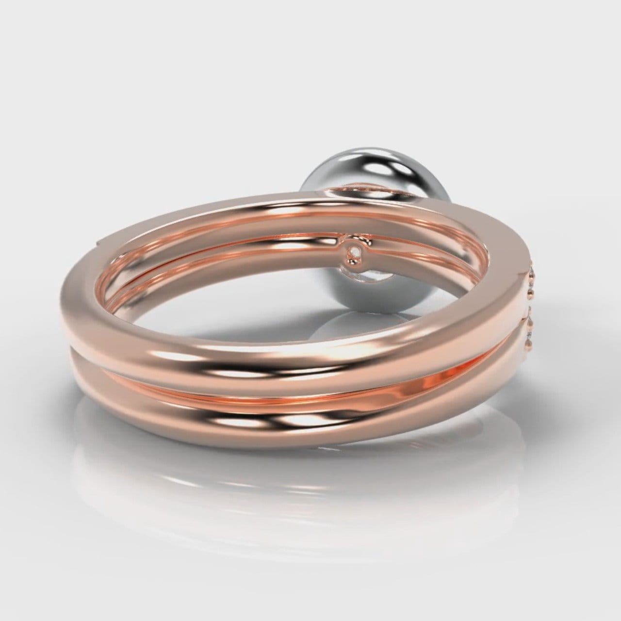 Pavé Round Brilliant Diamond Halo Bridal Set - Two Tone Rose Gold