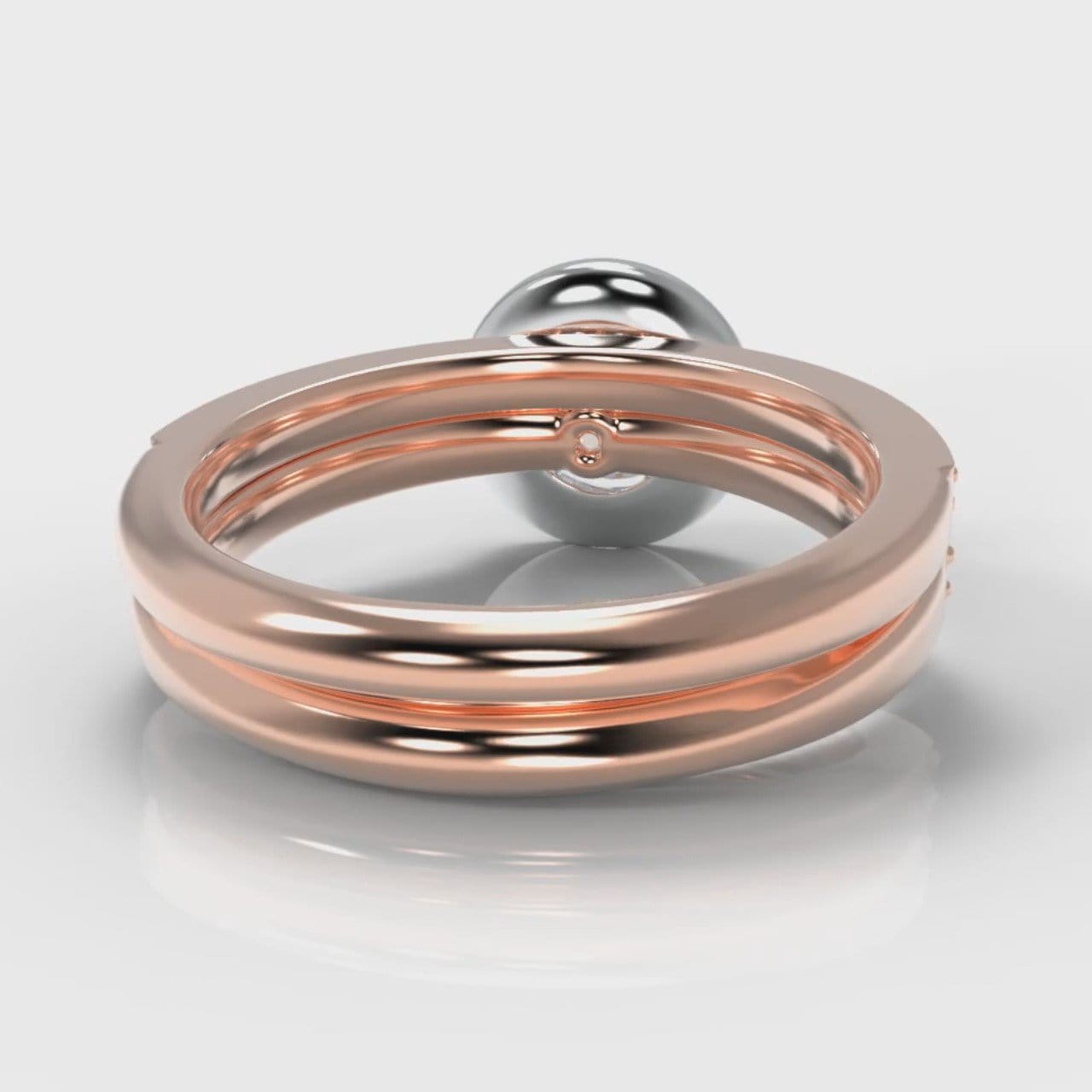 Pavé Round Brilliant Diamond Halo Bridal Set - Two Tone Rose Gold