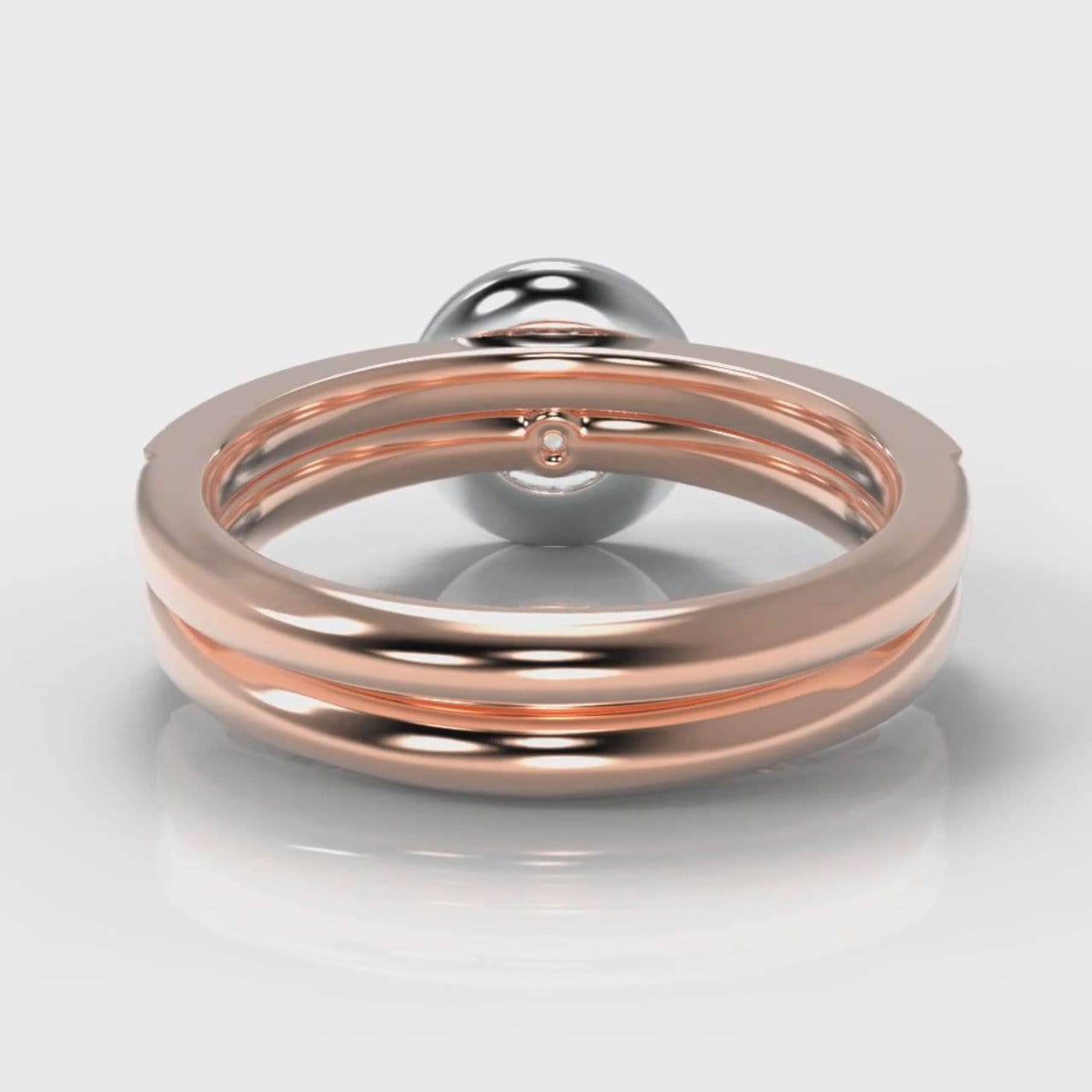 Pavé Round Brilliant Diamond Halo Bridal Set - Two Tone Rose Gold