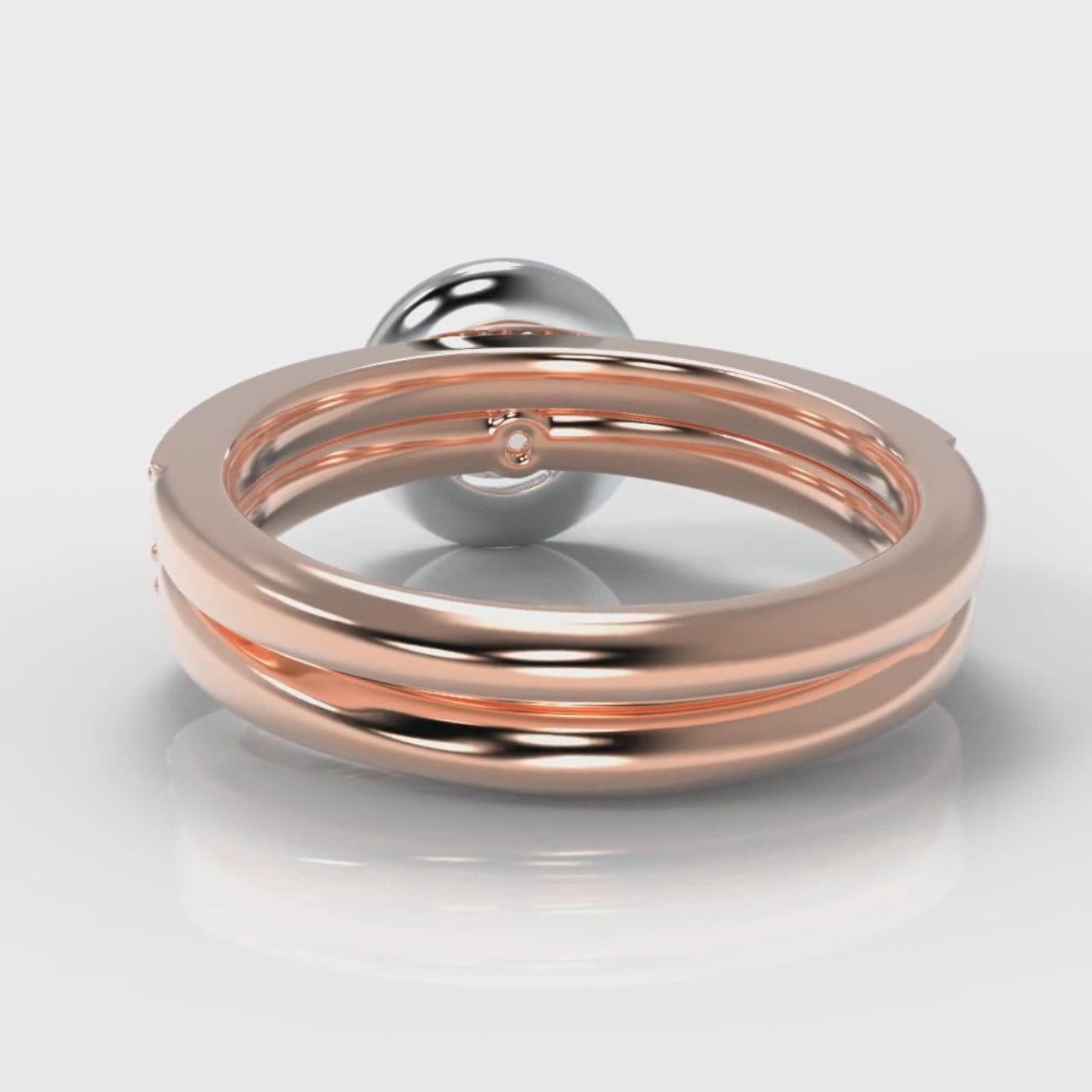Pavé Round Brilliant Diamond Halo Bridal Set - Two Tone Rose Gold
