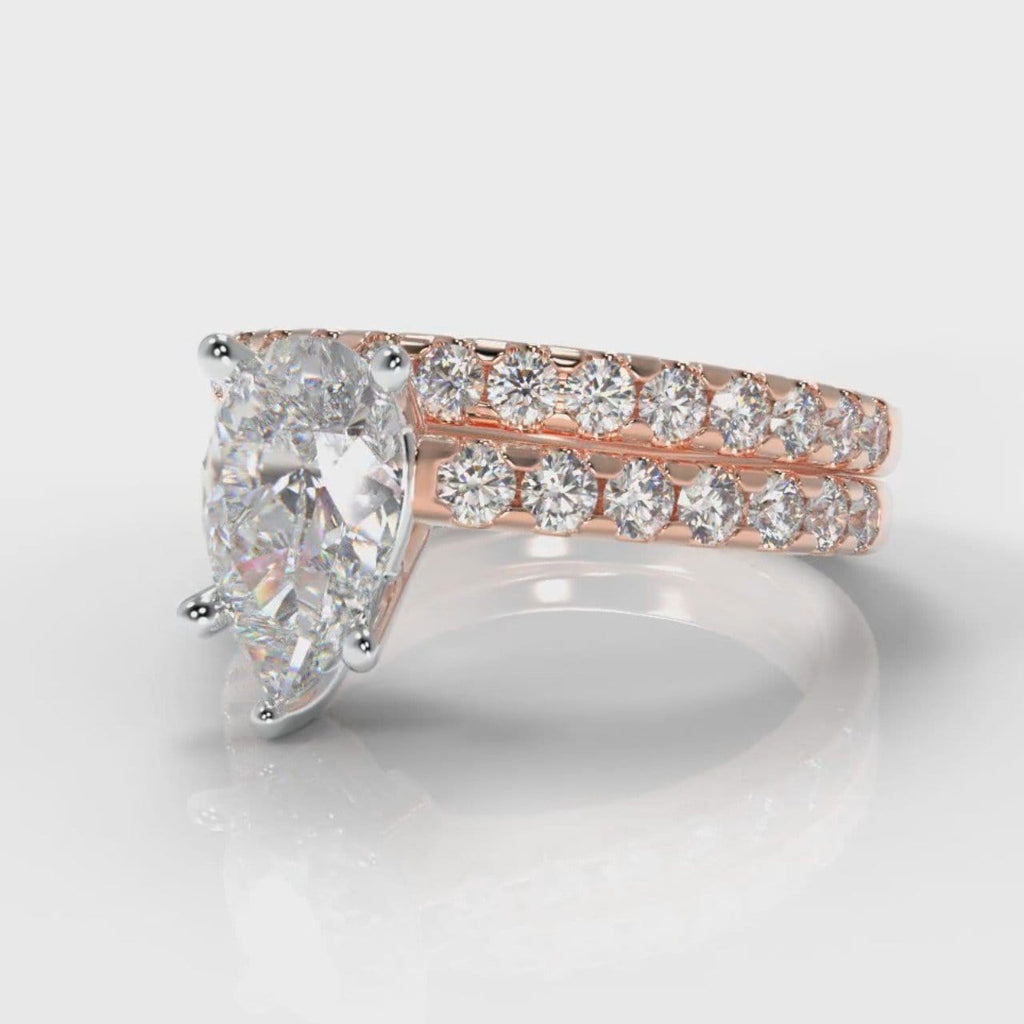 Micropavé Pear Diamond Bridal Set - Rose Gold