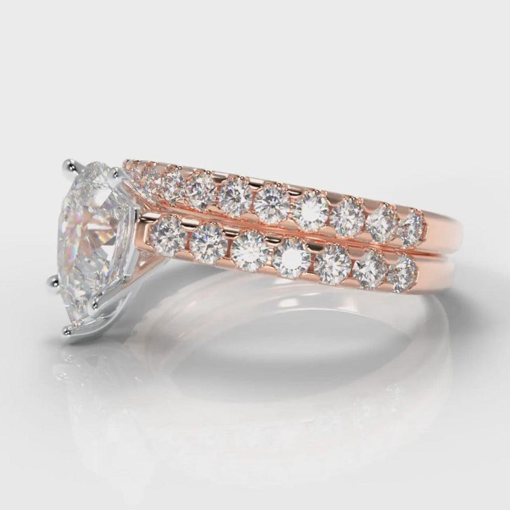 Micropavé Pear Diamond Bridal Set - Rose Gold
