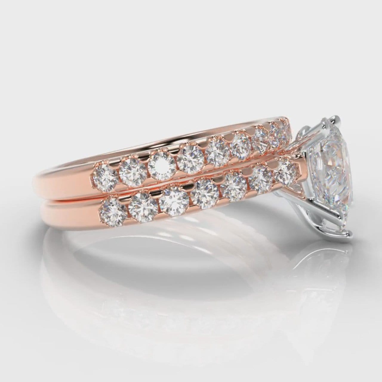Micropavé Pear Diamond Bridal Set - Rose Gold