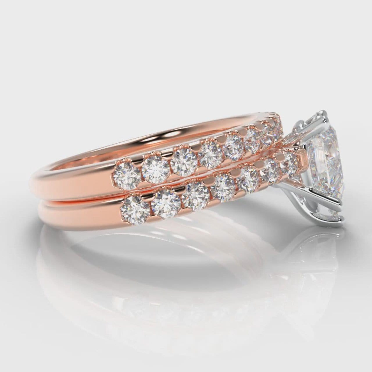 Micropavé Pear Diamond Bridal Set - Rose Gold