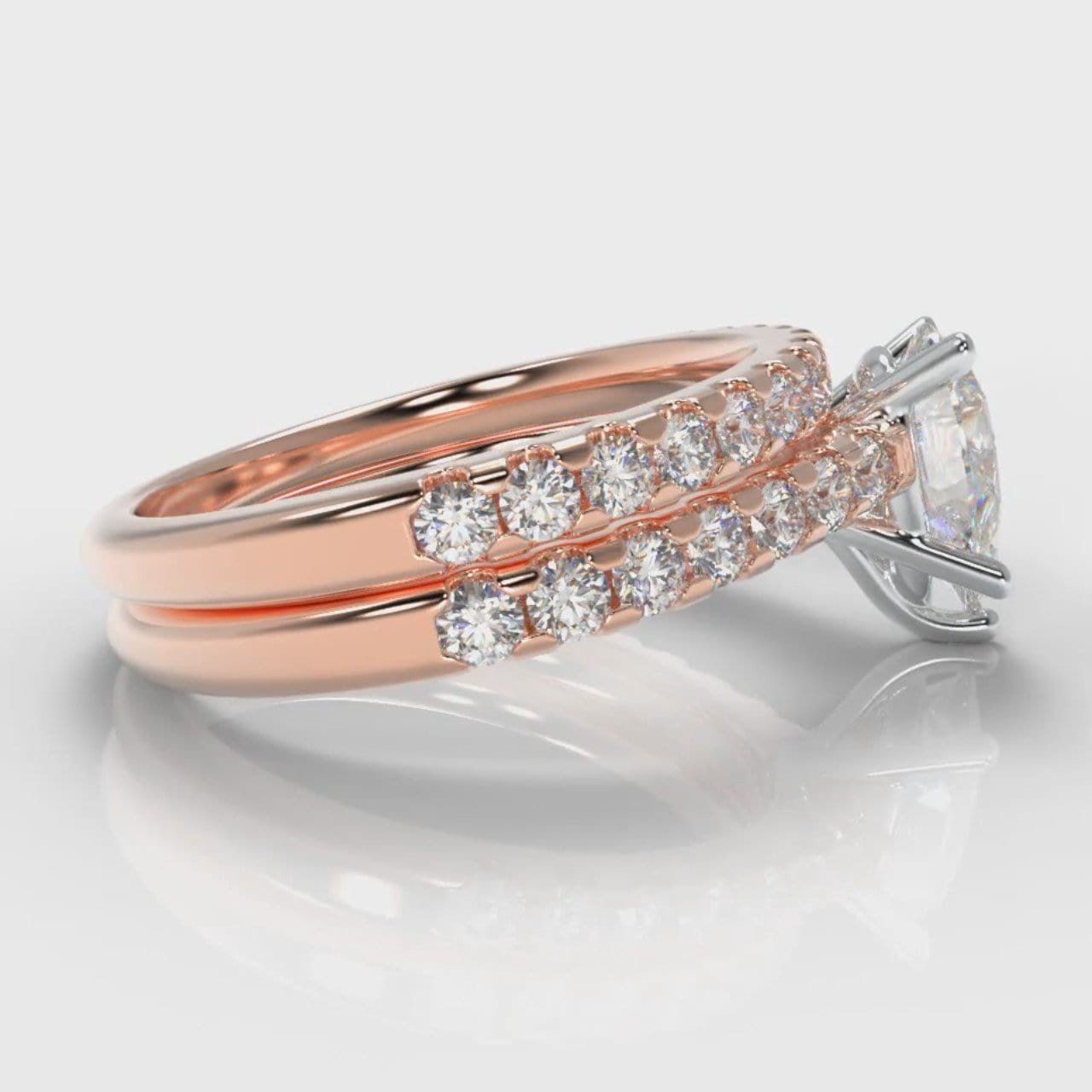 Micropavé Pear Diamond Bridal Set - Rose Gold