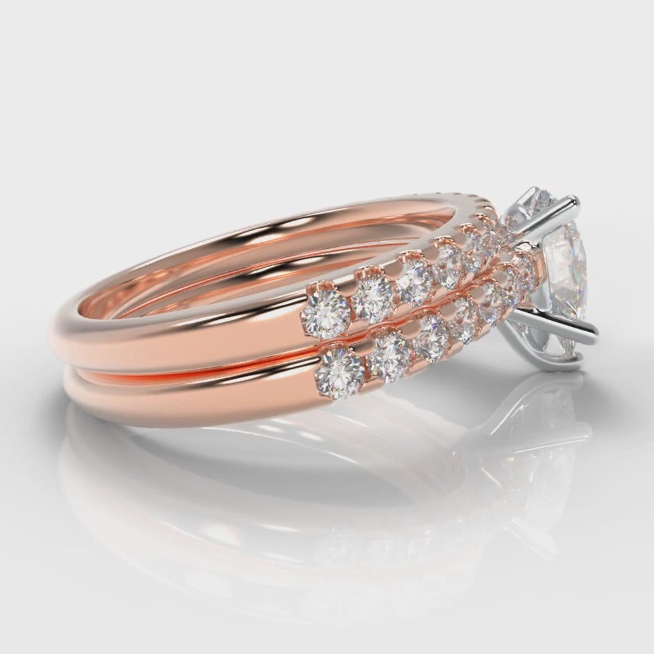 Micropavé Pear Diamond Bridal Set - Rose Gold