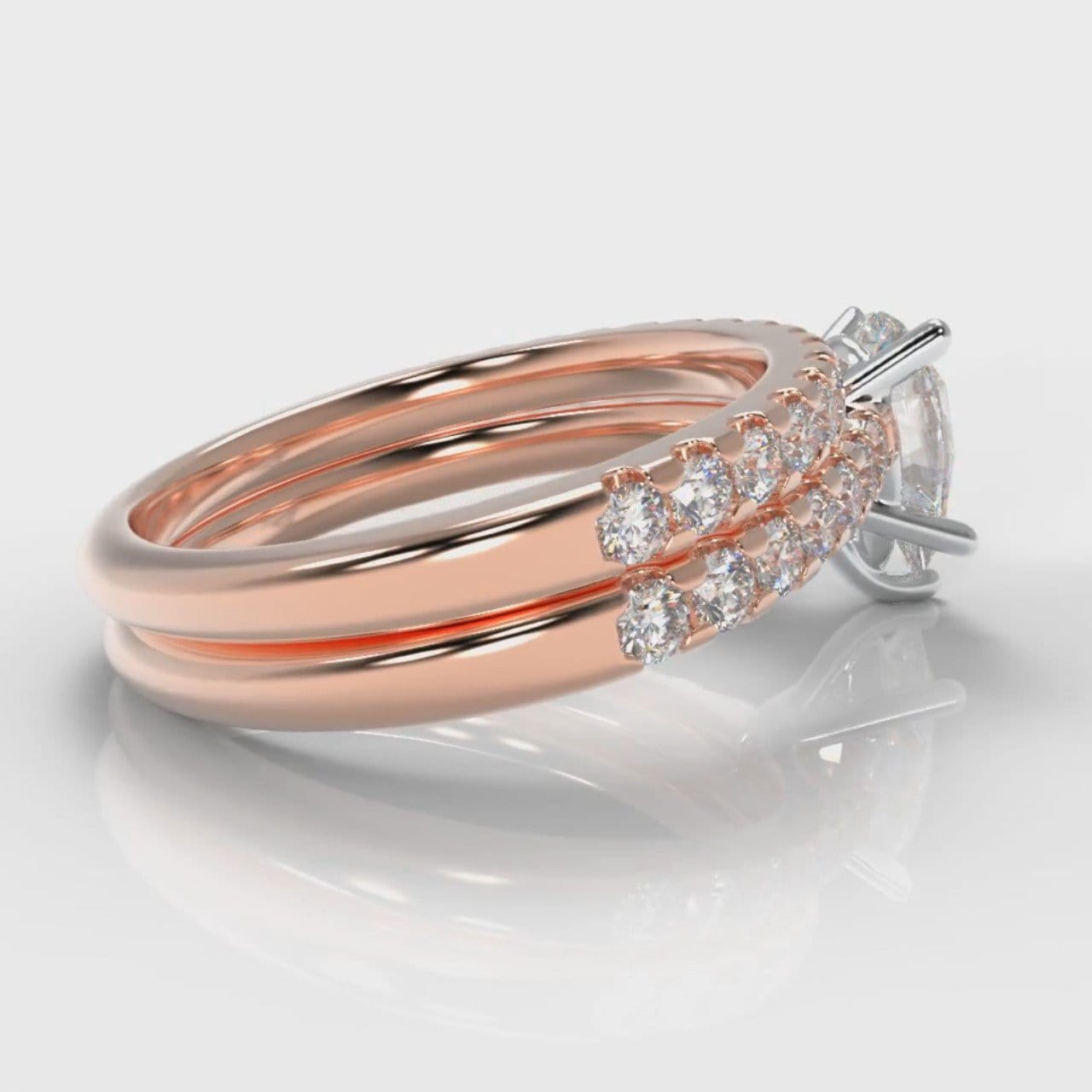Micropavé Pear Diamond Bridal Set - Rose Gold