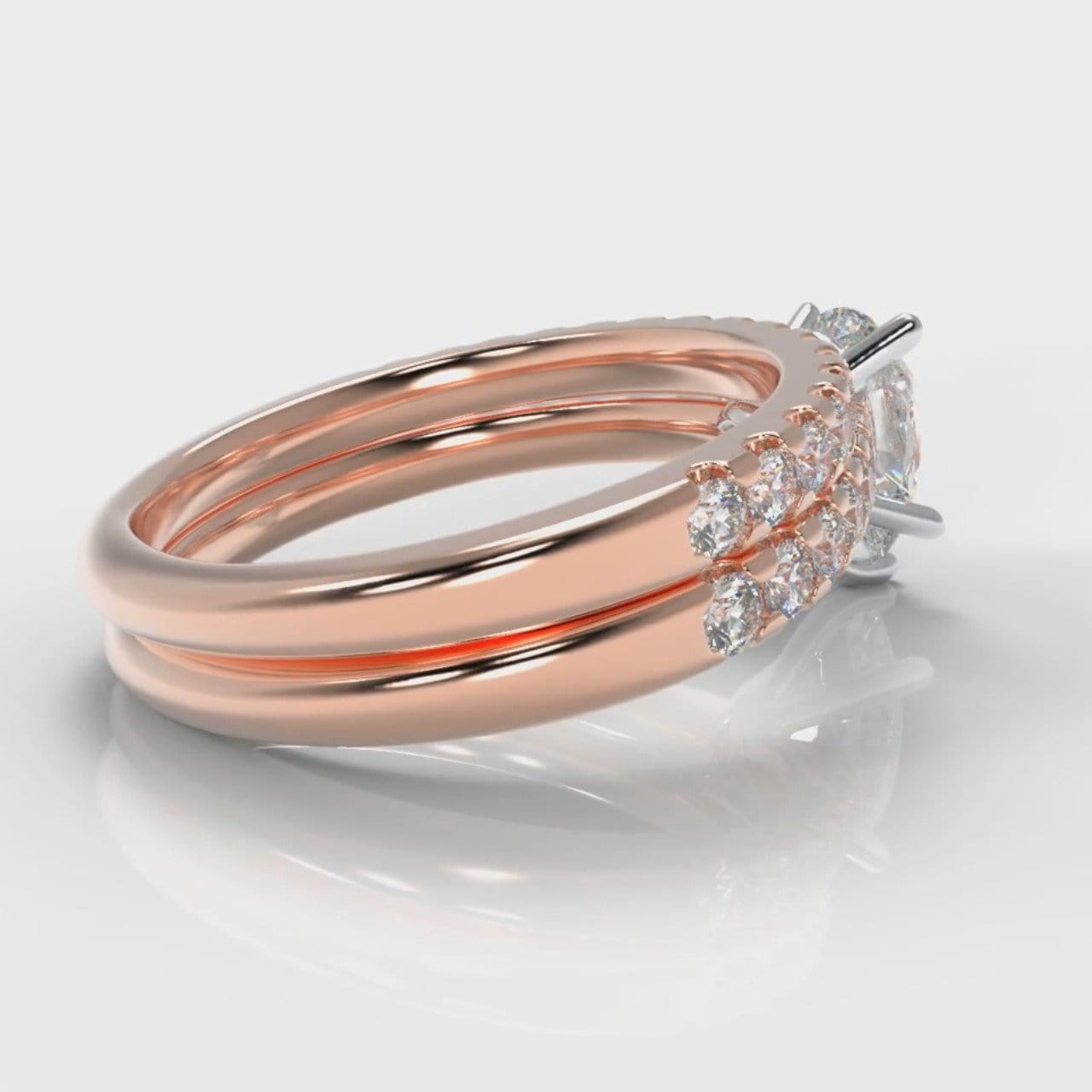 Micropavé Pear Diamond Bridal Set - Rose Gold