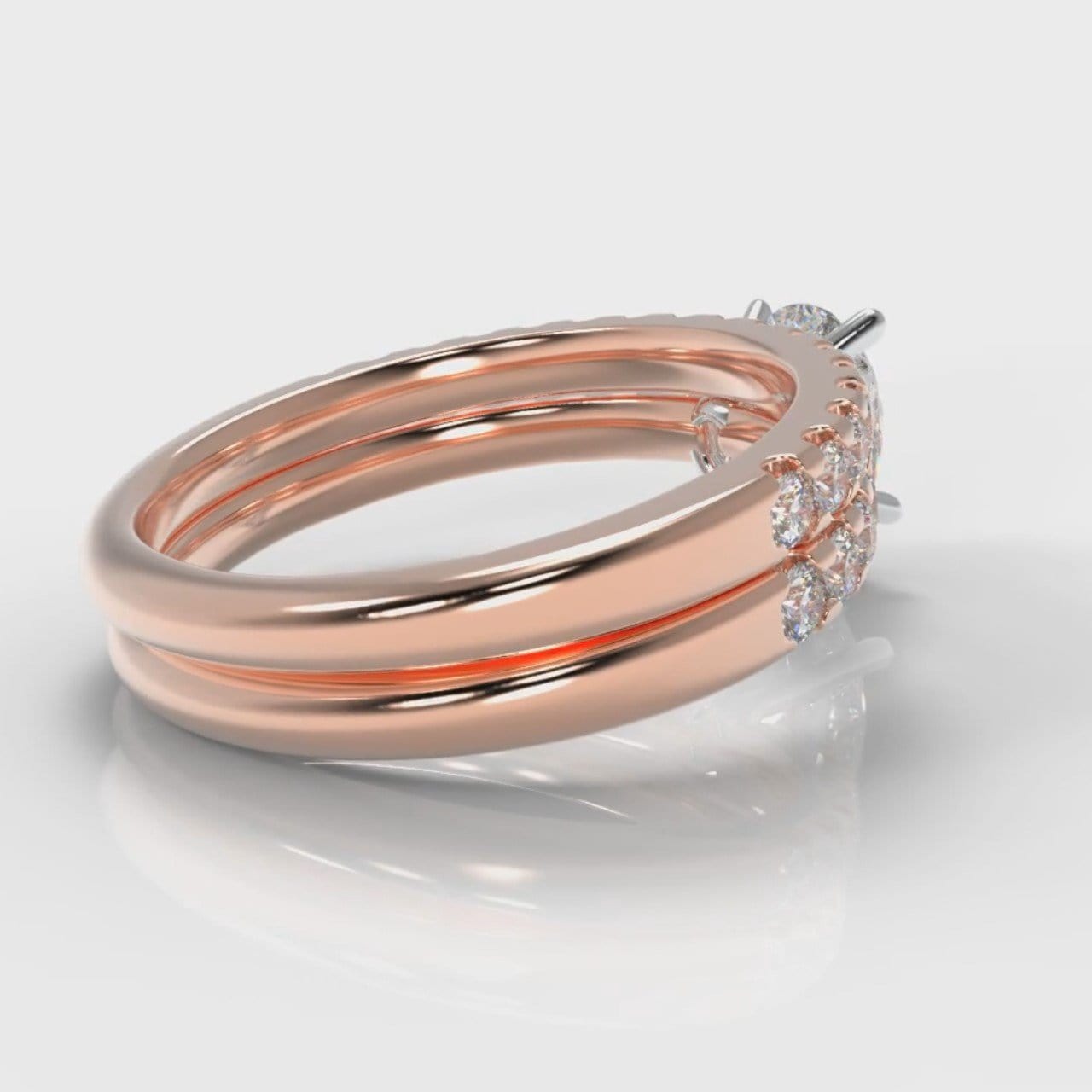 Micropavé Pear Diamond Bridal Set - Rose Gold