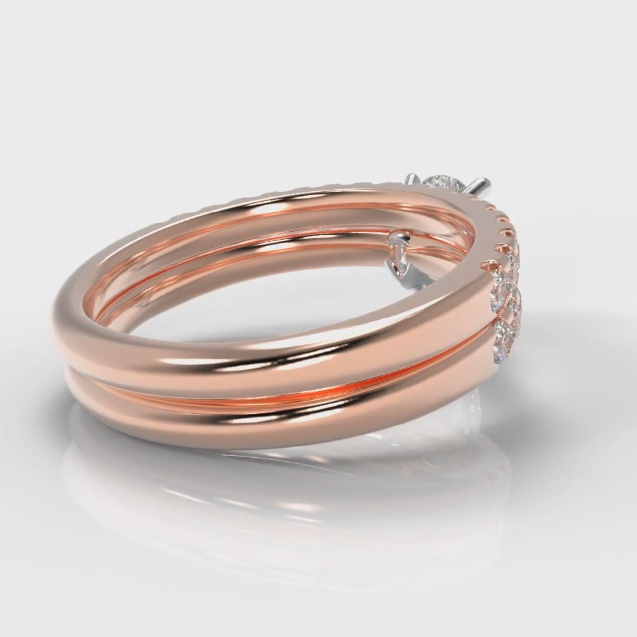 Micropavé Pear Diamond Bridal Set - Rose Gold
