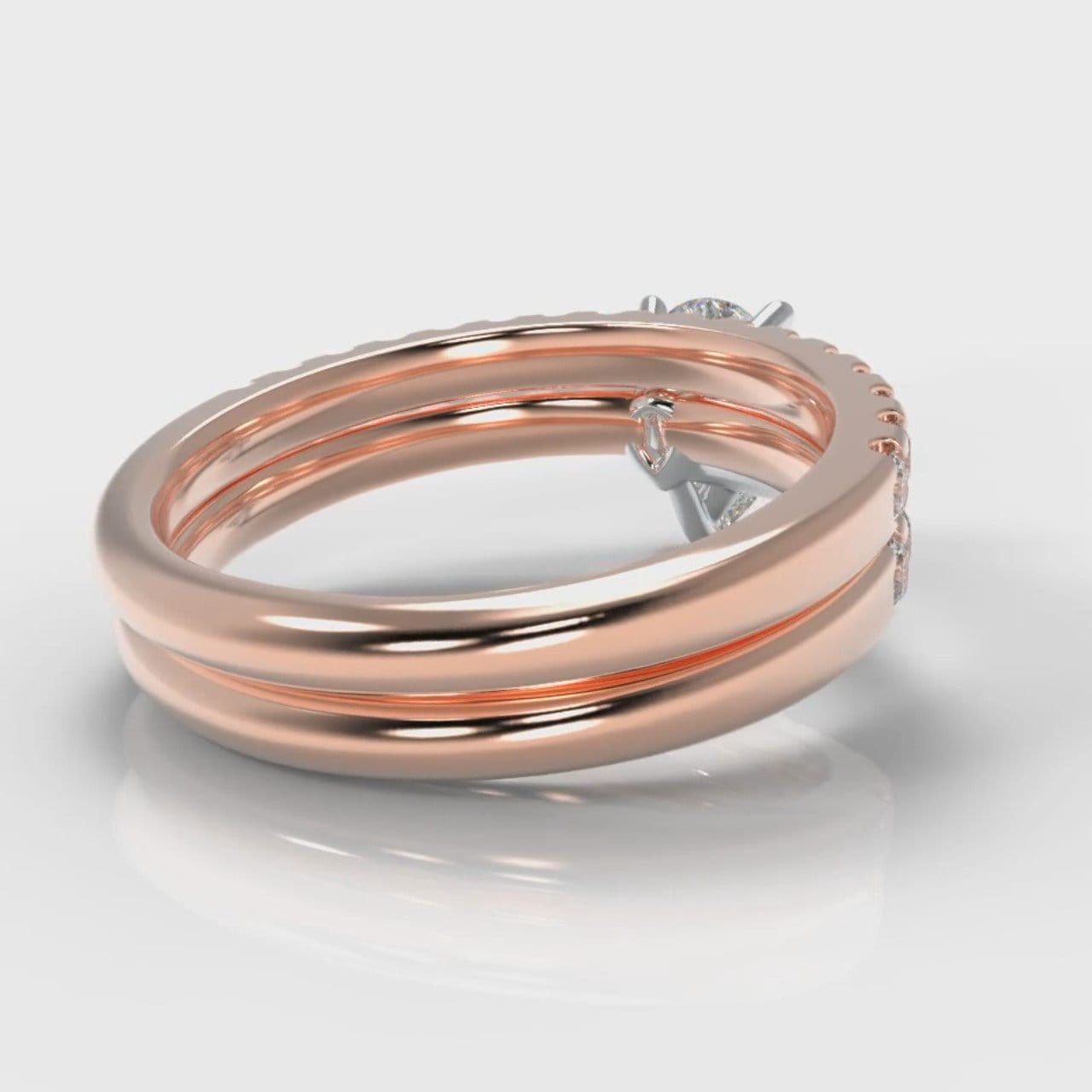Micropavé Pear Diamond Bridal Set - Rose Gold