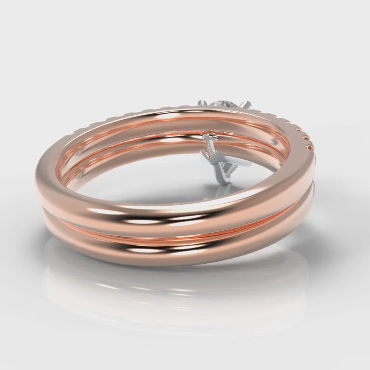 Micropavé Pear Diamond Bridal Set - Rose Gold